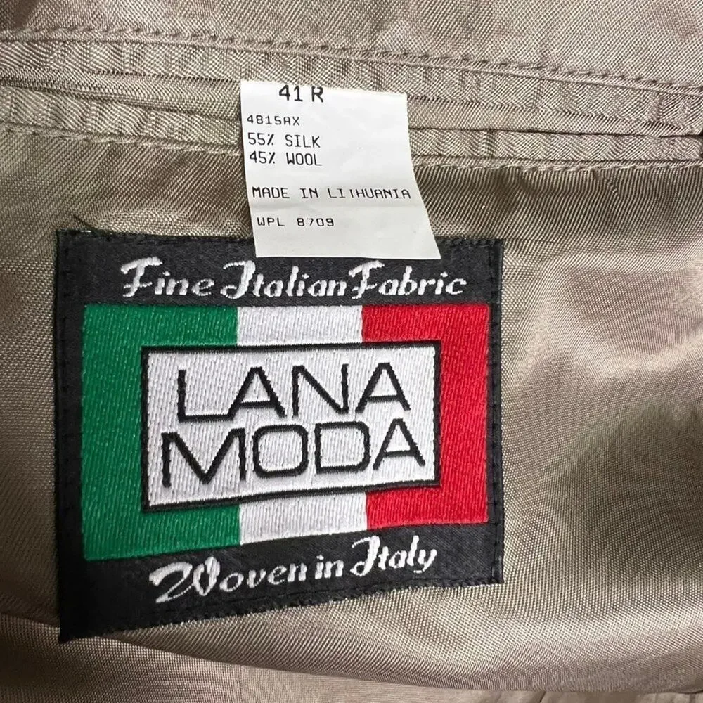Lana Moda Fine Italian Fabric 3-Button Tweed Blazer Jacket Silk Wool Size 41 R